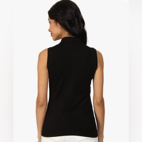 Lacoste Black Sleeveless Pique Polo - Picture 2 of 5